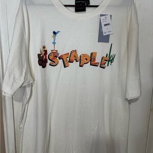 Staple White Tee with Cartoon Graphic